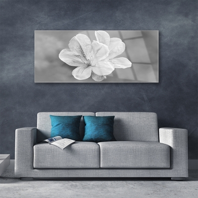 Tableaux sur verre acrylique Fleurs floral blanc gris