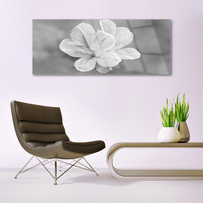 Tableaux sur verre acrylique Fleurs floral blanc gris
