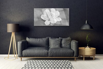 Tableaux sur verre acrylique Fleurs floral blanc gris