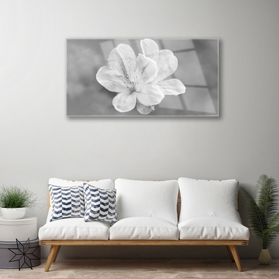 Tableaux sur verre acrylique Fleurs floral blanc gris