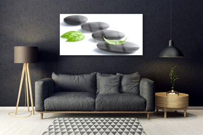 Tableaux sur verre acrylique Pierres art noir vert blanc