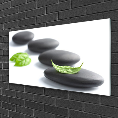 Tableaux sur verre acrylique Pierres art noir vert blanc