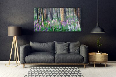 Tableaux sur verre acrylique Forêt fleurs nature violet vert brun
