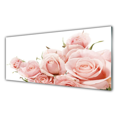 Tableaux sur verre acrylique Roses floral beige blanc