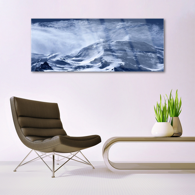 Tableaux sur verre acrylique Montagnes paysage gris blanc