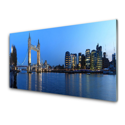 Tableaux sur verre acrylique Ponte ville mer architecture bleu gris