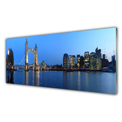 Tableaux sur verre acrylique Ponte ville mer architecture bleu gris