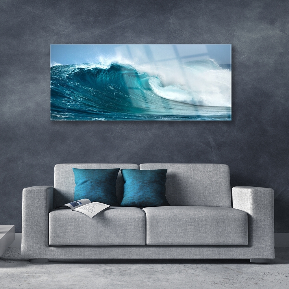 Impression sur Verre 70x50cm Tableaux Image Photo mer vague océan Art Decoration