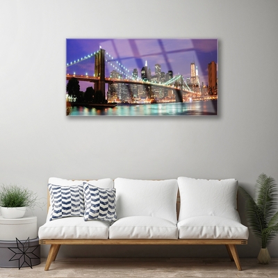 Tableaux sur verre acrylique Pont ville architecture violet brun
