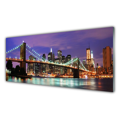 Tableaux sur verre acrylique Pont ville architecture violet brun