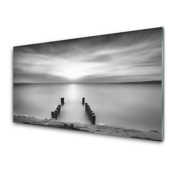 Tableaux sur verre acrylique Mer paysage gris