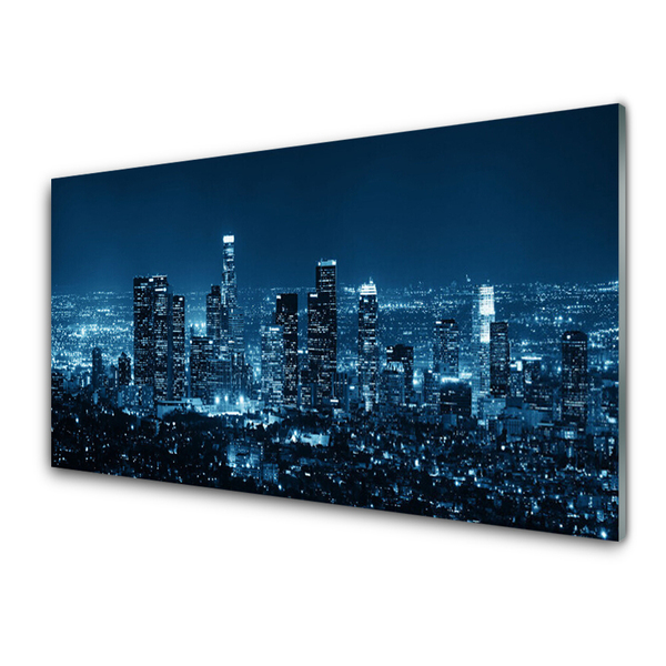 Tableaux sur verre acrylique Ville bâtiments bleu noir
