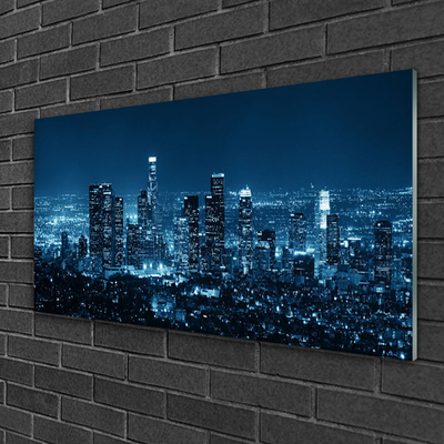 Tableaux sur verre acrylique Ville bâtiments bleu noir
