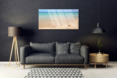 Tableaux sur verre acrylique Mer plage étoile de mer paysage bleu brun