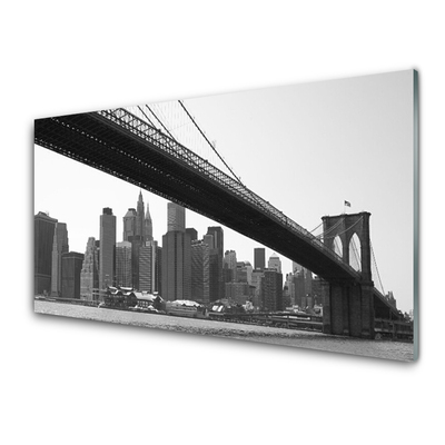 Tableaux sur verre acrylique Pont ville architecture gris noir