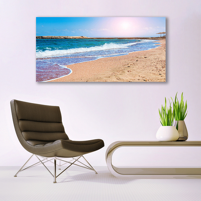 Tableaux sur verre acrylique Mer plage paysage bleu brun