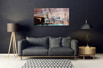 Tableaux sur verre acrylique Pont ville architecture brun gris