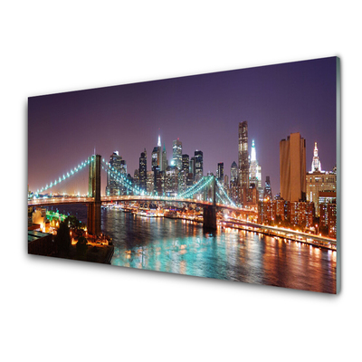 Tableaux sur verre acrylique Pont ville architecture violet brun bleu