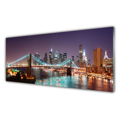 Tableaux sur verre acrylique Pont ville architecture violet brun bleu