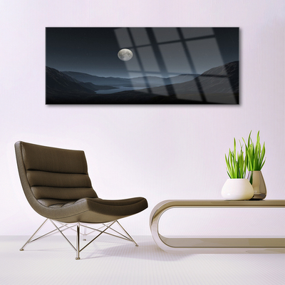Tableaux sur verre acrylique Nuit lune paysage gris noir