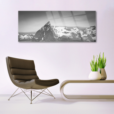 Tableaux sur verre acrylique Montagnes paysage gris blanc