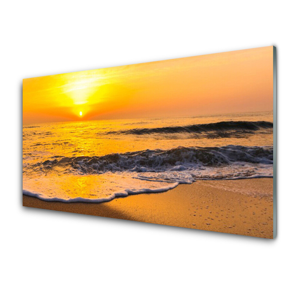 Tableaux sur verre acrylique Mer paysage jaune