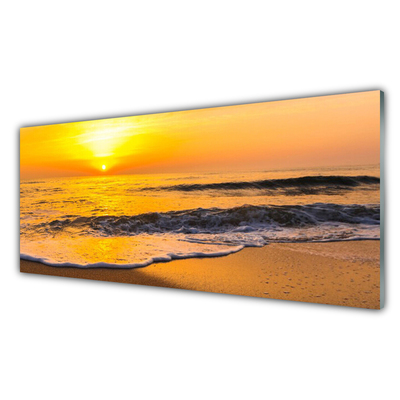 Tableaux sur verre acrylique Mer paysage jaune