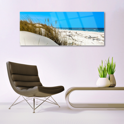 Tableaux sur verre acrylique Plage paysage vert blanc