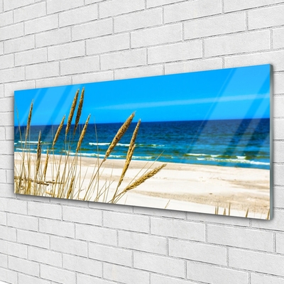 Tableaux sur verre acrylique Mer plage paysage brun bleu