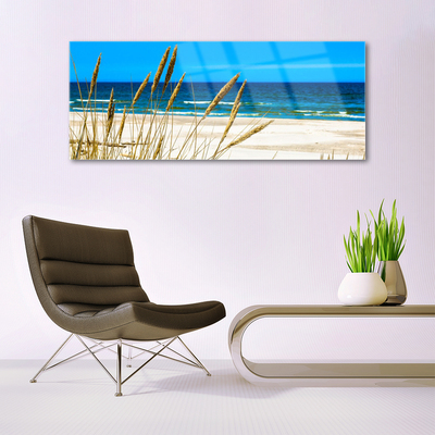 Tableaux sur verre acrylique Mer plage paysage brun bleu