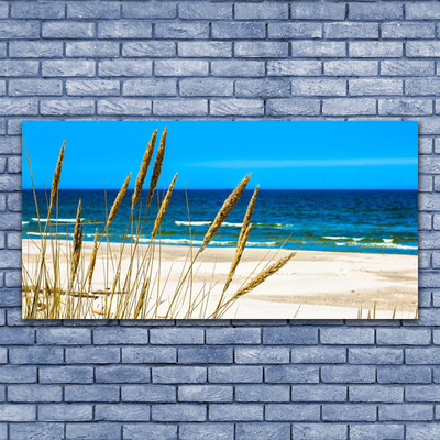 Tableaux sur verre acrylique Mer plage paysage brun bleu