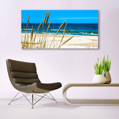 Tableaux sur verre acrylique Mer plage paysage brun bleu