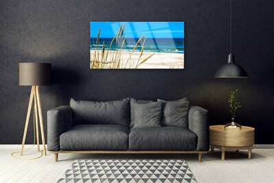Tableaux sur verre acrylique Mer plage paysage brun bleu