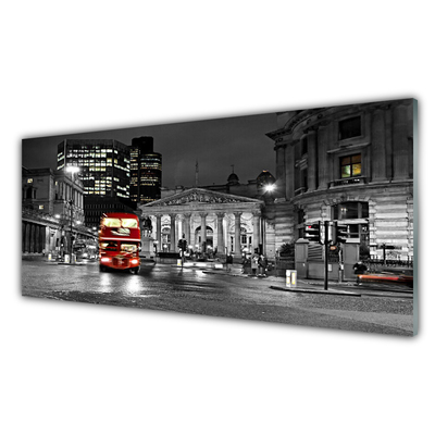 Tableaux sur verre acrylique Ville bâtiments rouge gris