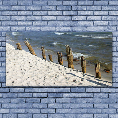 Tableaux sur verre acrylique Plage mer paysage brun bleu