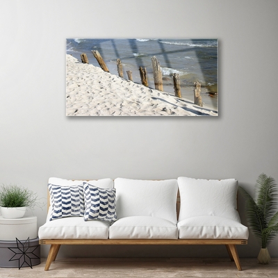 Tableaux sur verre acrylique Plage mer paysage brun bleu