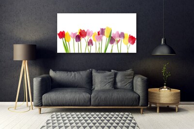 Tableaux sur verre acrylique Tulipes floral multicolore