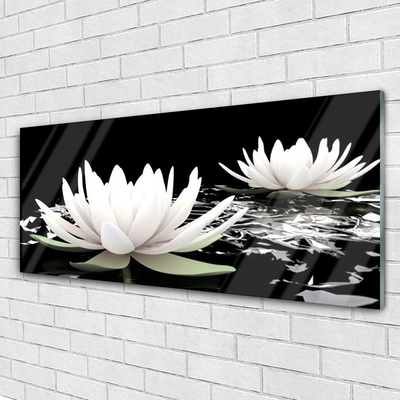 Tableaux sur verre acrylique Fleurs floral blanc noir