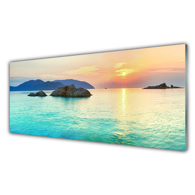 Tableaux sur verre acrylique Mer paysage bleu
