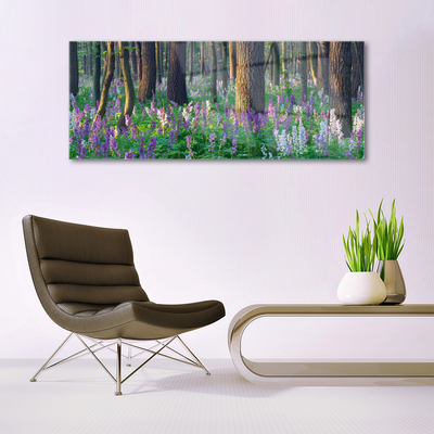 Tableaux sur verre acrylique Forêt nature brun violet vert