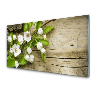 Tableaux sur verre acrylique Fleurs floral blanc vert