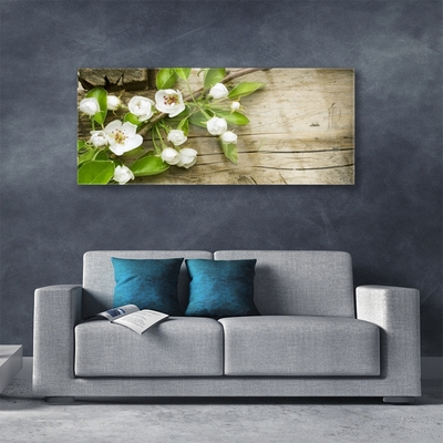 Tableaux sur verre acrylique Fleurs floral blanc vert