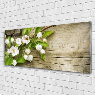 Tableaux sur verre acrylique Fleurs floral blanc vert