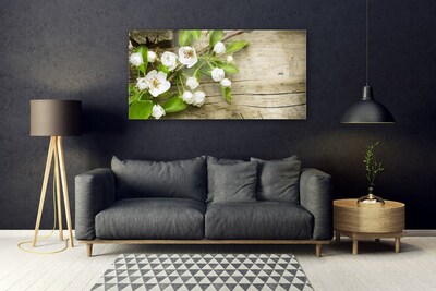 Tableaux sur verre acrylique Fleurs floral blanc vert