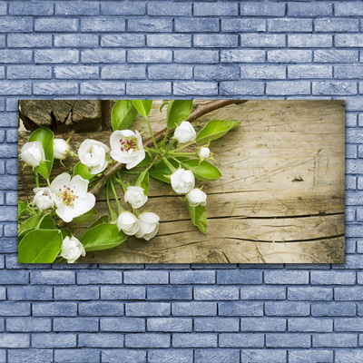 Tableaux sur verre acrylique Fleurs floral blanc vert