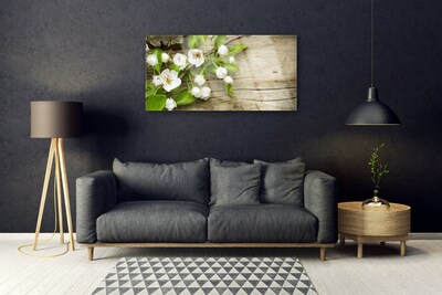 Tableaux sur verre acrylique Fleurs floral blanc vert