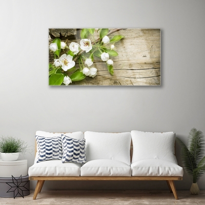 Tableaux sur verre acrylique Fleurs floral blanc vert