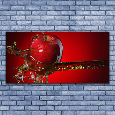 Tableaux sur verre acrylique Pomme eau cuisine rouge