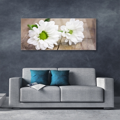 Tableaux sur verre acrylique Fleurs floral blanc vert