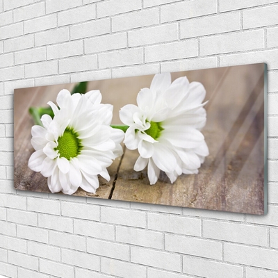 Tableaux sur verre acrylique Fleurs floral blanc vert